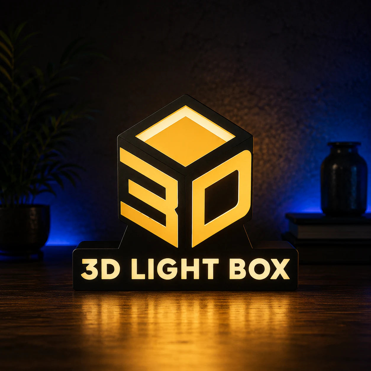 3D Light Box gold cube — your design here